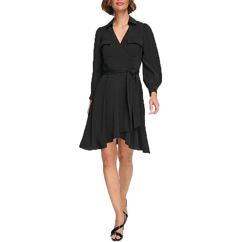Super Savings Womens Bishop Sleeve Knee-Length Mini Dress