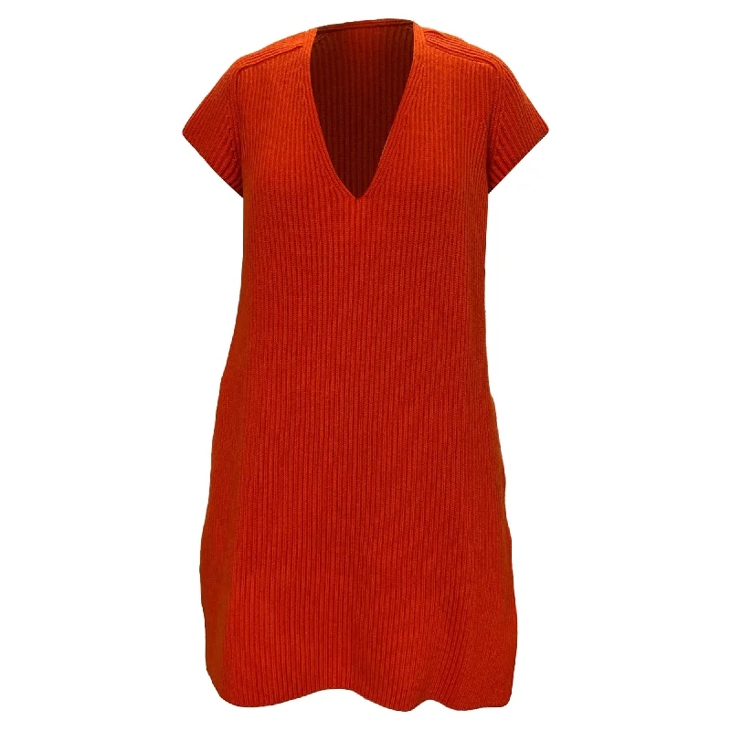 Exclusive Access Hermès Knitted V-Neck Dress in Orange Wool