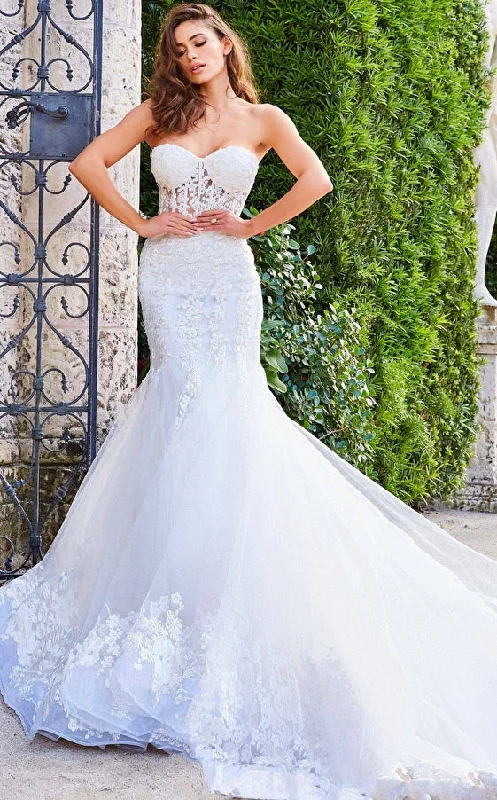 Incredible Offers Jovani Bridal JB07260 Sheer Corset Lace Mermaid Wedding Dress Bridal Gown Train Strapless Incredible Offers Jovani Bridal JB07260 Sheer Corset Lace Mermaid Wedding Dress Bridal Gown Train Strapless