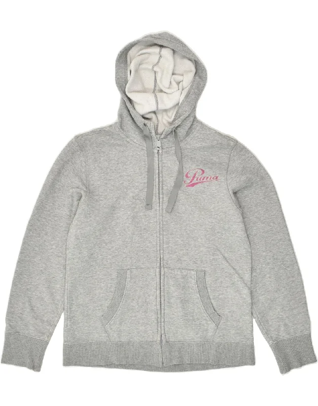 Savings Alert PUMA Womens Zip Hoodie Sweater UK 14 Medium Grey Cotton