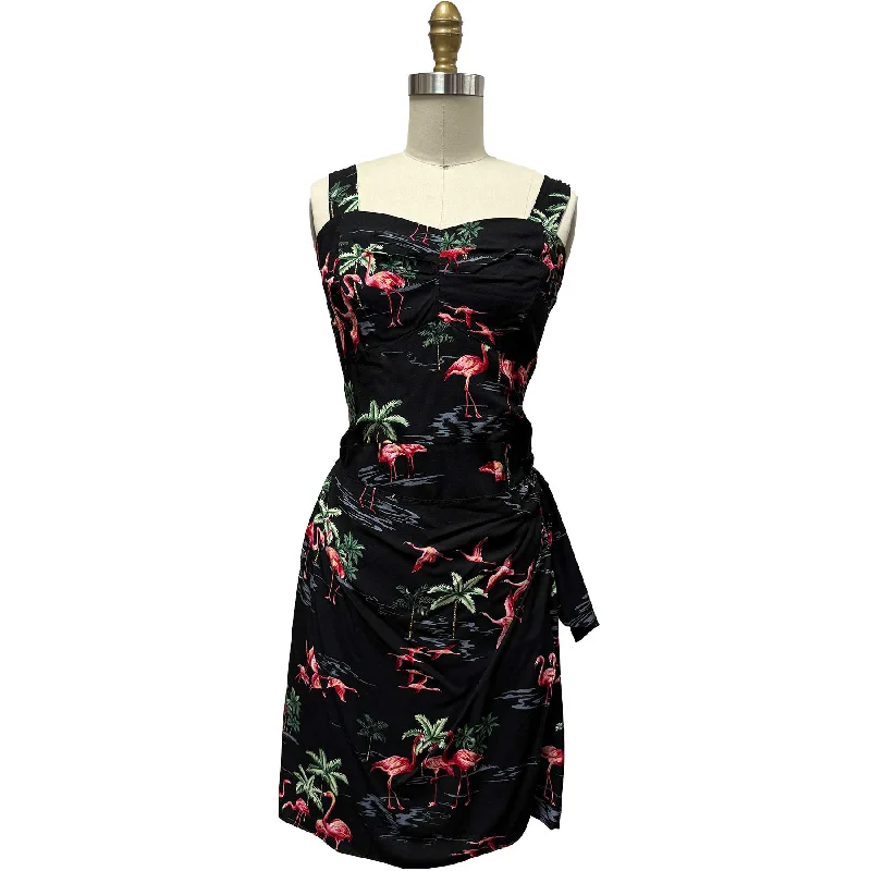 Doorbuster Deal Fine Flamingos Midnight Sarong Dress