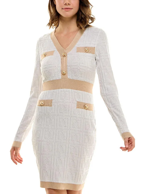 Discount Mania Womens Embellished Above Knee Sweaterdress