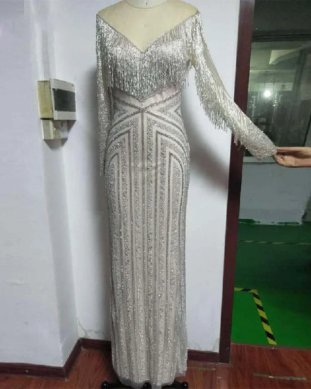 Bonus Savings Sparkle Luxury Evening Dress Heavy Beading Formal Party Dress PL687