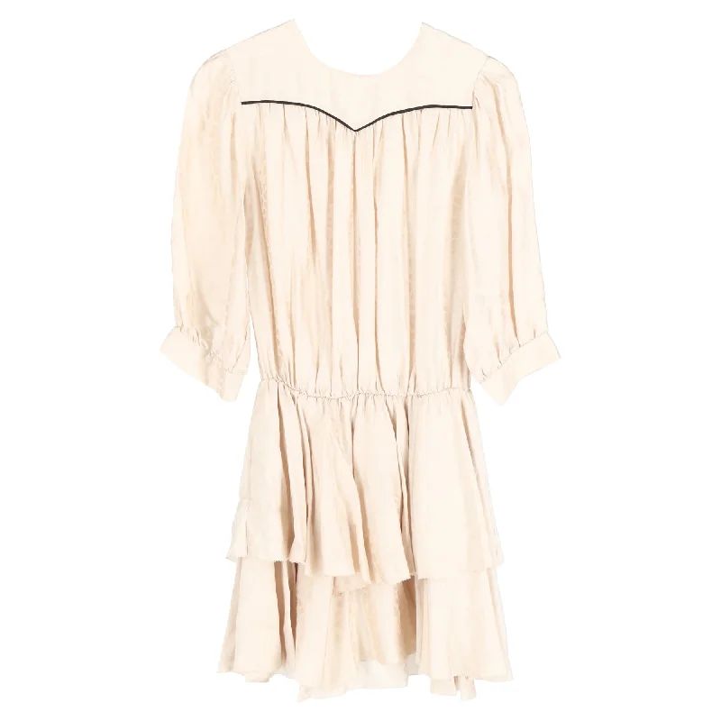 Final Sale Zadig & Voltaire Rooka Jac Leo Jacquard Dress in Ecru Silk