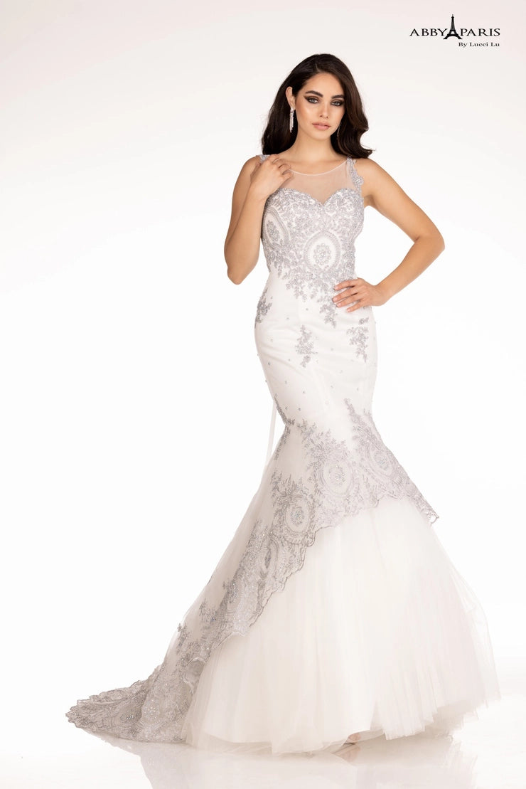Limited Availability Lucci Lu Abby Paris 95147 Long Mermaid Crystal Embellished Lace Prom Wedding Dress Gown Limited Availability Lucci Lu Abby Paris 95147 Long Mermaid Crystal Embellished Lace Prom Wedding Dress Gown