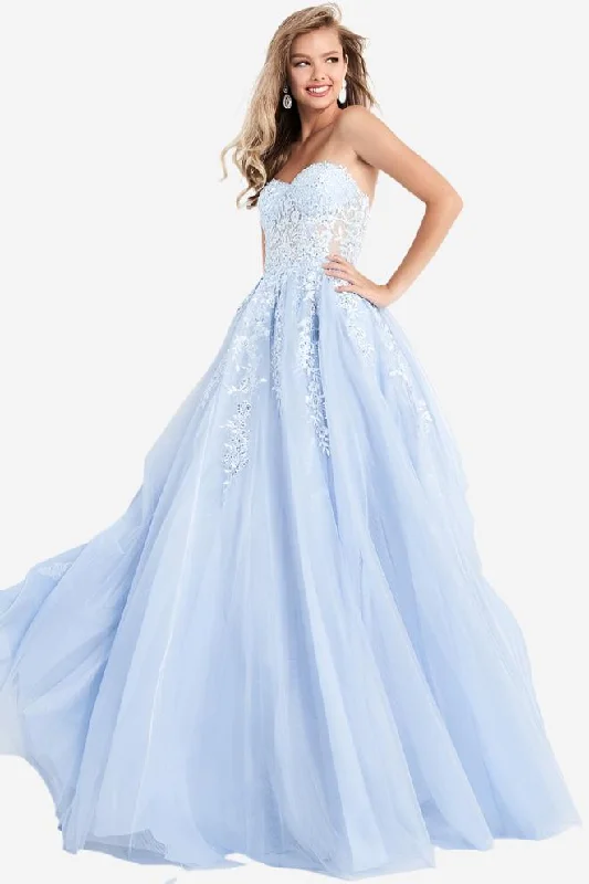 Weekend Special Jovani 00915 Long Ball Gown Prom Dress Sheer Lace Bodice Strapless