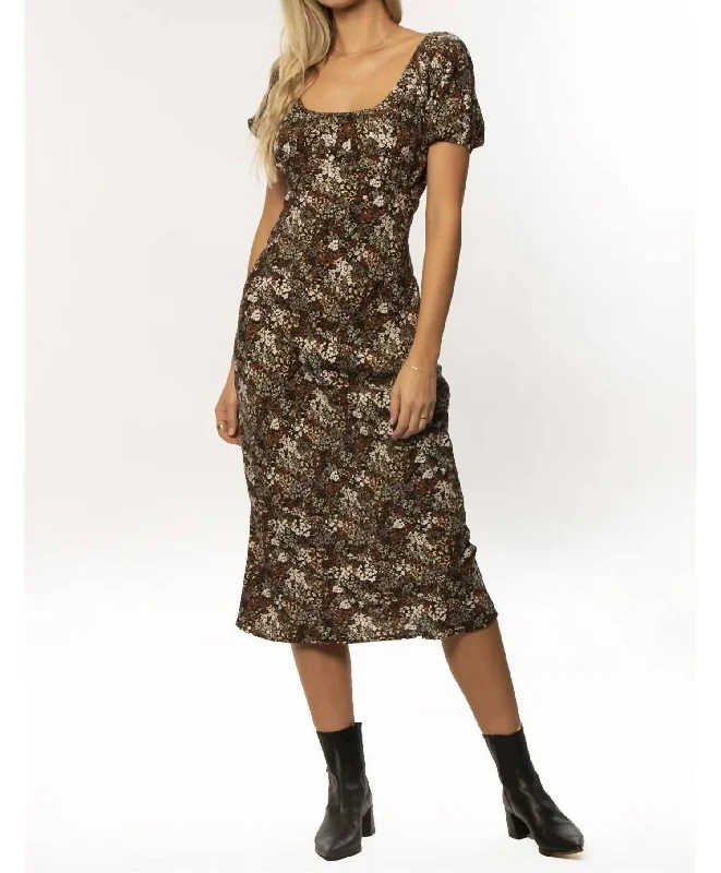 Act Fast Floral Fitted Midi Dress