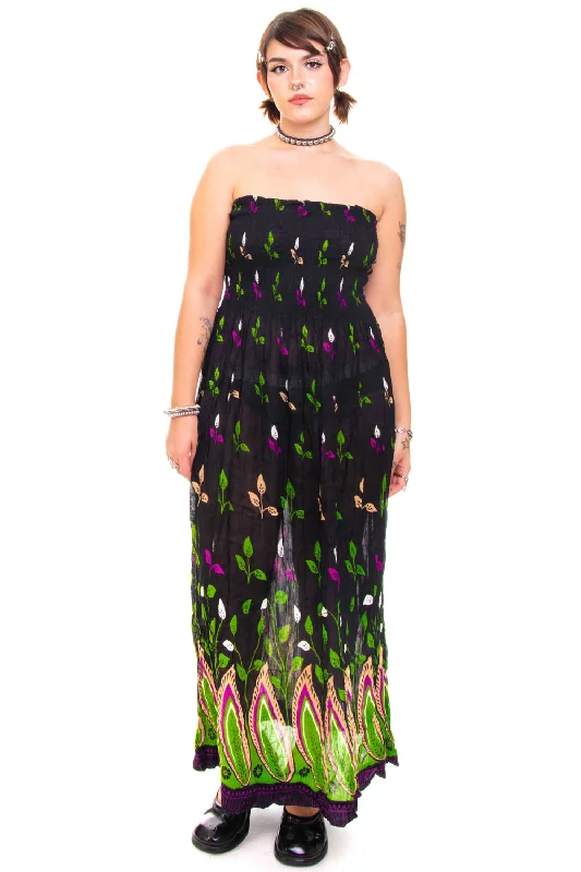 Amazing Deals Vintage Y2K Strapless Growing Plants Maxi Dress - M/L/XL