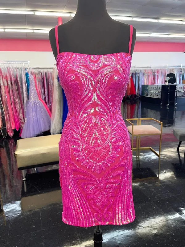 Clearance Sale Jovani 09696 Size 8 Hot Pink Short Fitted Sequin Backless corset Formal Cocktail Dress Scoop neck Gown Clearance Sale Jovani 09696 Size 8 Hot Pink Short Fitted Sequin Backless corset Formal Cocktail Dress Scoop neck Gown