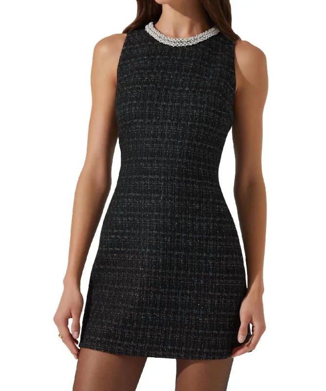 Exclusive Access Althea Tweed Pearl Collar Mini Dress In Black