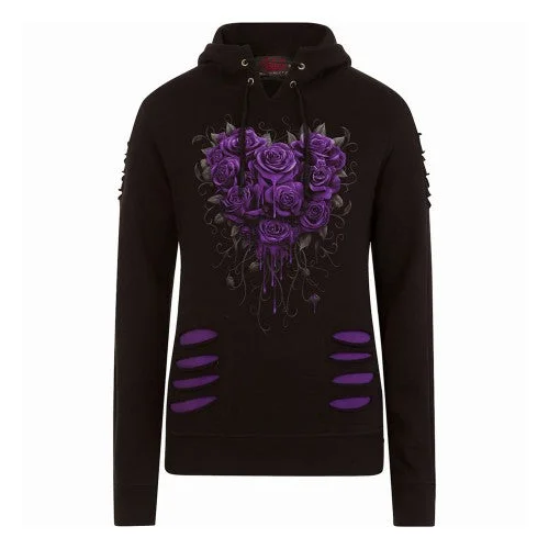 Limited Availability Spiral Direct Womens/Ladies Bleeding Heart Ripped Hoodie