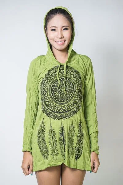 Stock Clearance Sure Design Women's Dreamcatcher Hoodie Dress Lime