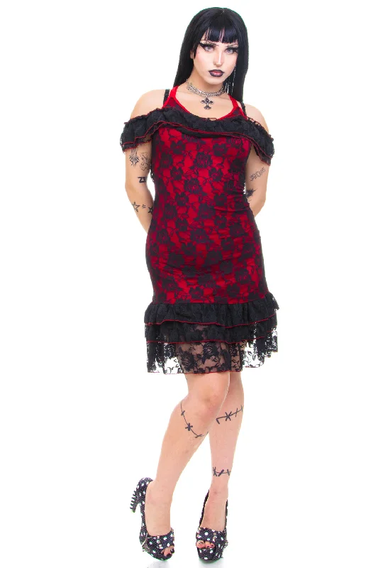 Blowout Sale Vintage Y2K Vampy Lace Gothic Dress - M/L