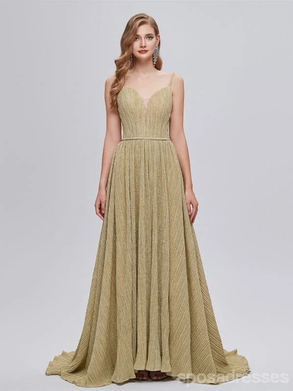 Clearance Event Elegant Spaghetti Straps A-line V-neck Cheap Long Prom Dresses Online,12992