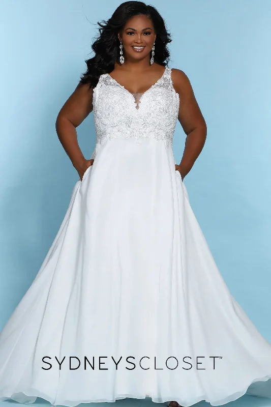 Hurry In Sydney's Closet SC5246 floral bodice plus sized wedding dress v neckline SC 5246 Katy Hurry In Sydney's Closet SC5246 floral bodice plus sized wedding dress v neckline SC 5246 Katy