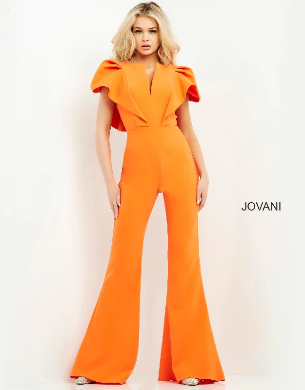 Steals and Deals Jovani 00762 ruffle top bell bottoms jumpsuit Pageant Skinny V Neck Suit Couture Steals and Deals Jovani 00762 ruffle top bell bottoms jumpsuit Pageant Skinny V Neck Suit Couture