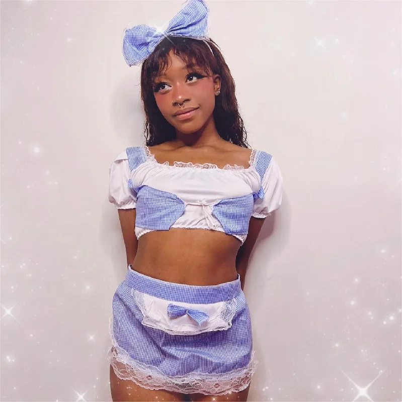 Best Bargains Review for Sweet girl plaid maid outfit YV44460