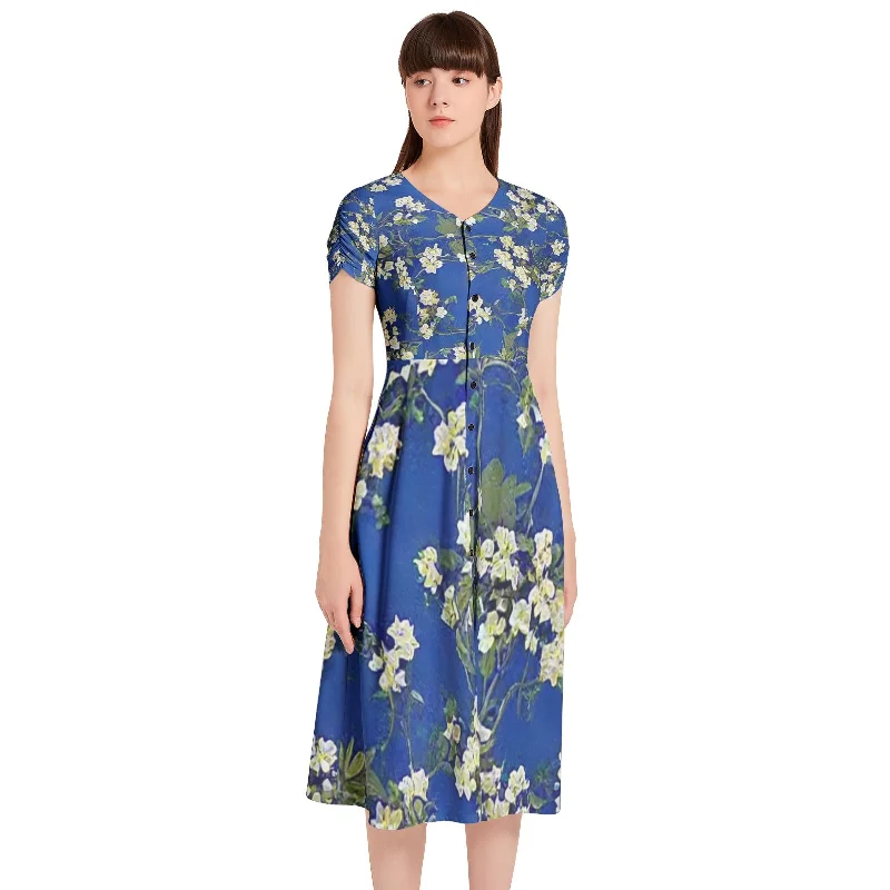Limited Time Discount Puff Sleeve Button Through Dress