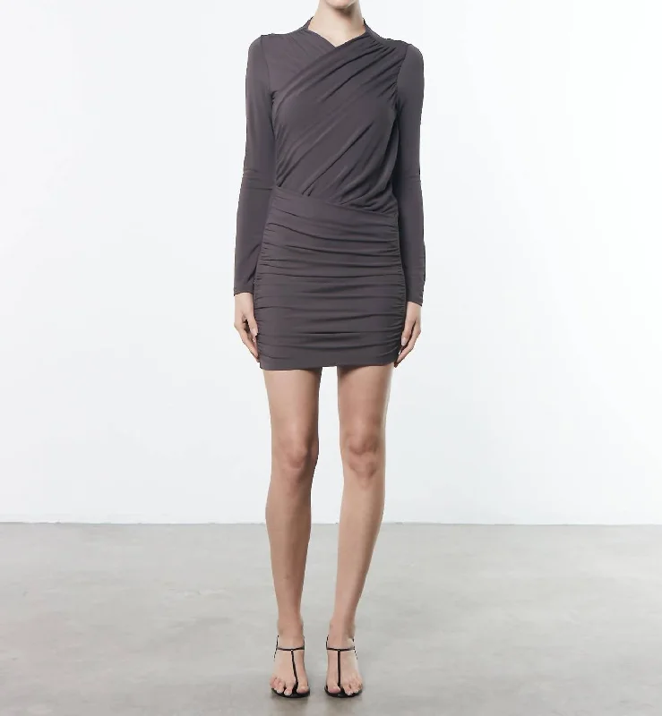 Huge Savings Matte Jersey Wrap Dress In Dark Pewter