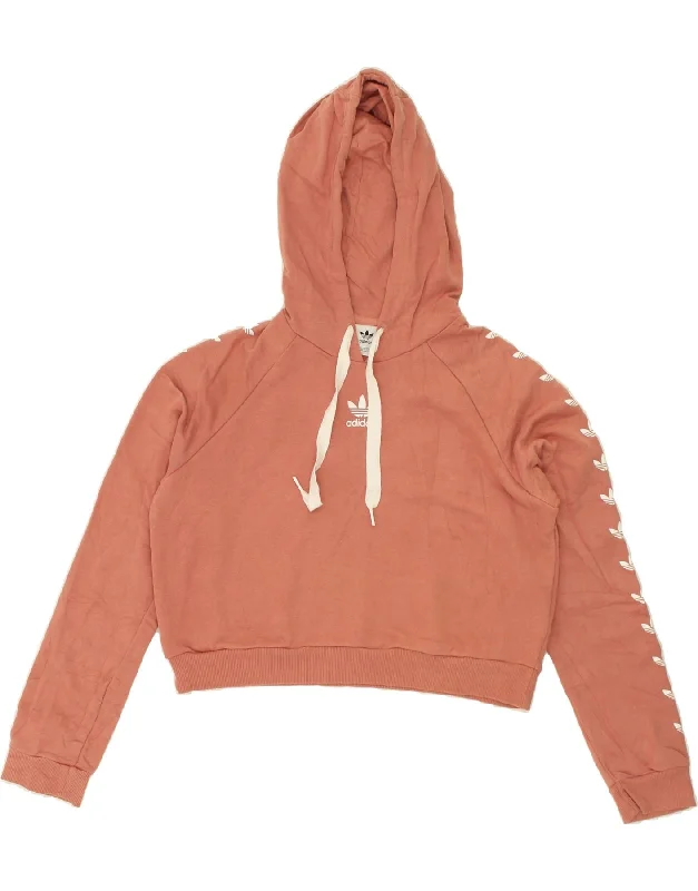 Super Bargain ADIDAS Womens Crop Graphic Hoodie Jumper UK 16 Large  Brown Cotton