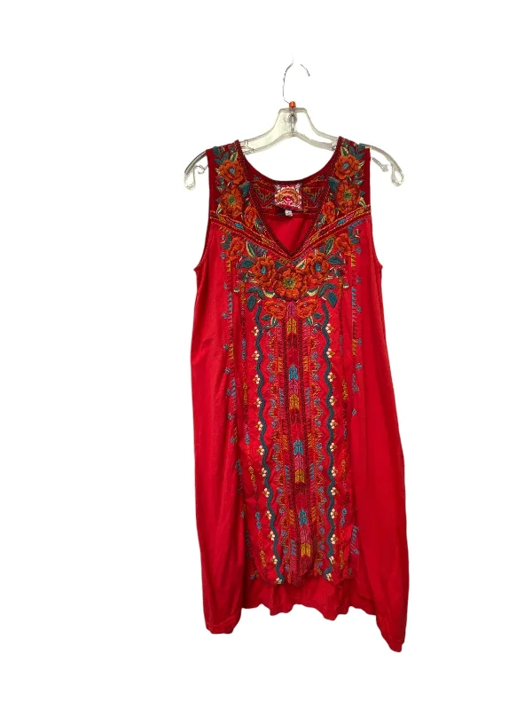 Fantastic Offers Dress Casual Midi By Johnny Was In Red, Size: M
