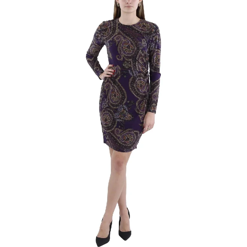 Deal of the Day Womens Paisley Side Twist Sheath Dress
