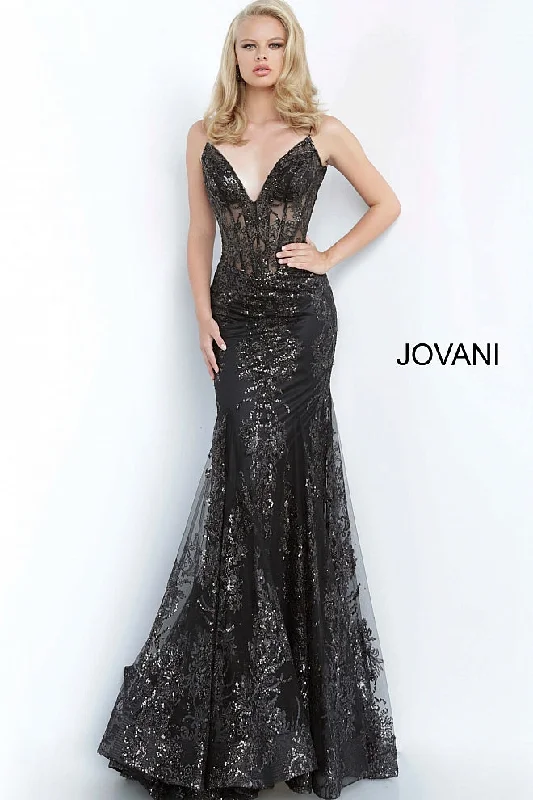 Instant Discount Jovani 3675 Prom Dress Sheer Corset Shimmer Mermaid Pageant Gown