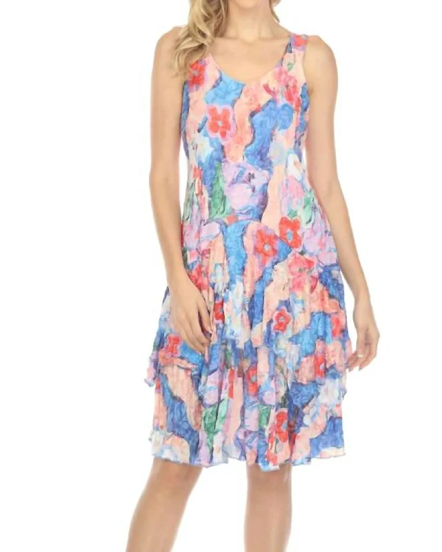 Super Bargain Paige Midi Dress In Blue Multi