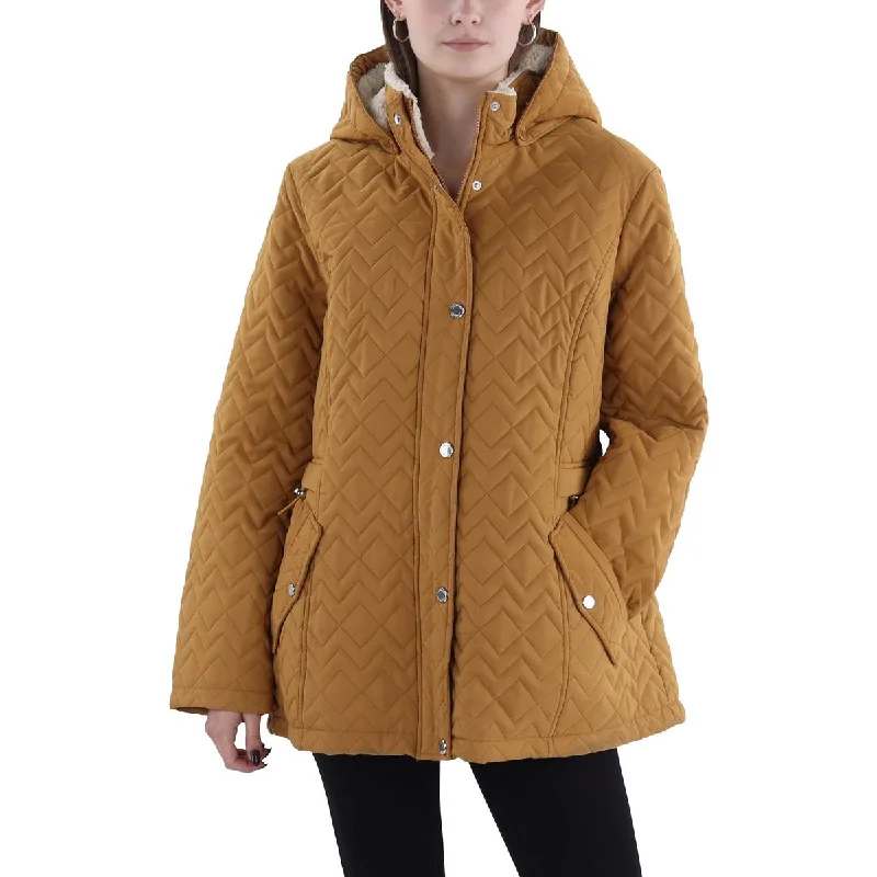 Savings Spectacular Laundry by Shelli Segal Womens Faux Fur Lined Hooded Quilted Coat