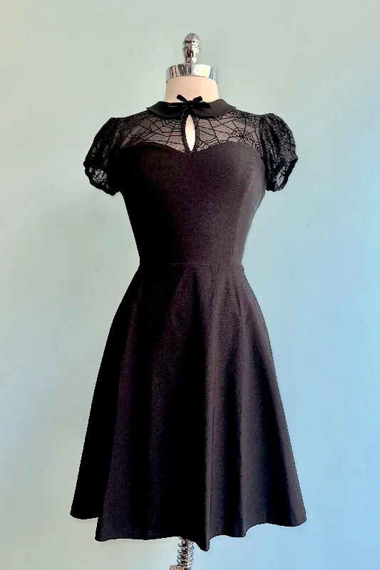 Major Savings Viola Black Bengaline Mini Dress by Hell Bunny