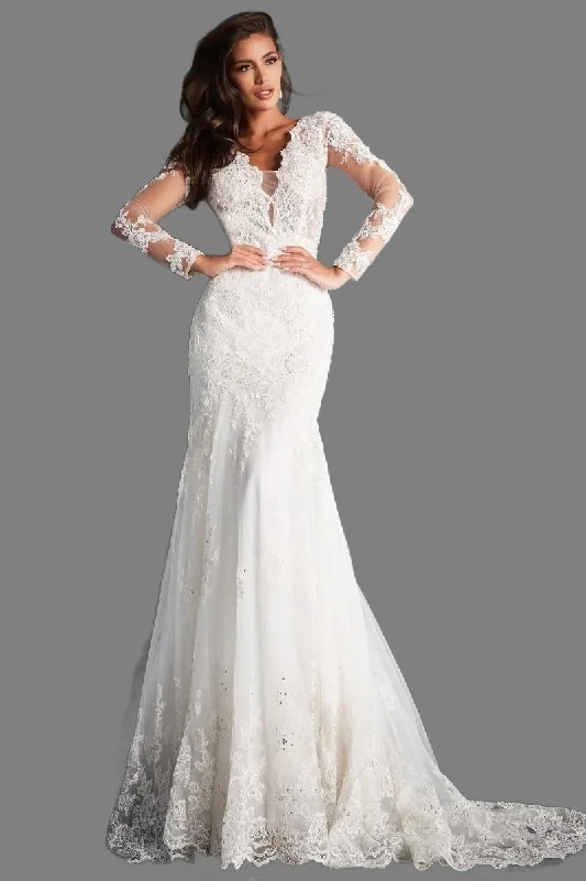 Today Only Jovani Bridal JB02579 size 8 Long Sleeve Lace Mermaid Wedding Dress Backless V Neck Today Only Jovani Bridal JB02579 size 8 Long Sleeve Lace Mermaid Wedding Dress Backless V Neck