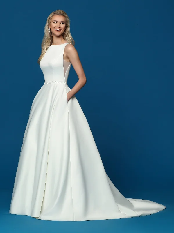 Price Cut Davinci Bridal 50636 High Neck Satin Ballgown Wedding Dress Pockets Sheer Lace Back Gown Price Cut Davinci Bridal 50636 High Neck Satin Ballgown Wedding Dress Pockets Sheer Lace Back Gown