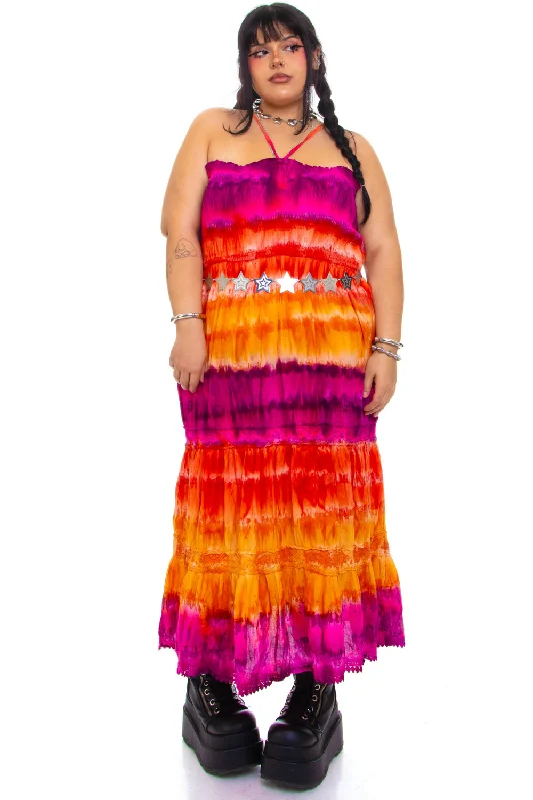 Overstock Sale Vintage Y2K Sunset Tie-Die Dress - 2X/3X
