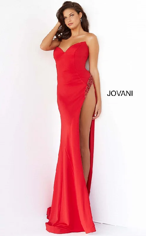 Reduced Prices Jovani 07138 Prom Dress Strapless V Neckline Embellished High Side Slit Evening Gown Reduced Prices Jovani 07138 Prom Dress Strapless V Neckline Embellished High Side Slit Evening Gown