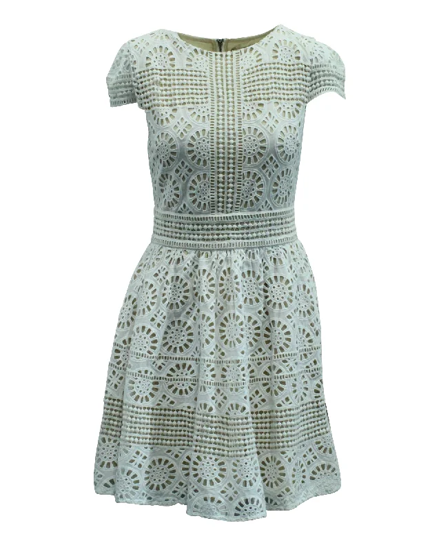 Special Promotion Alice + Olivia Eyelet Dress in White Cotton