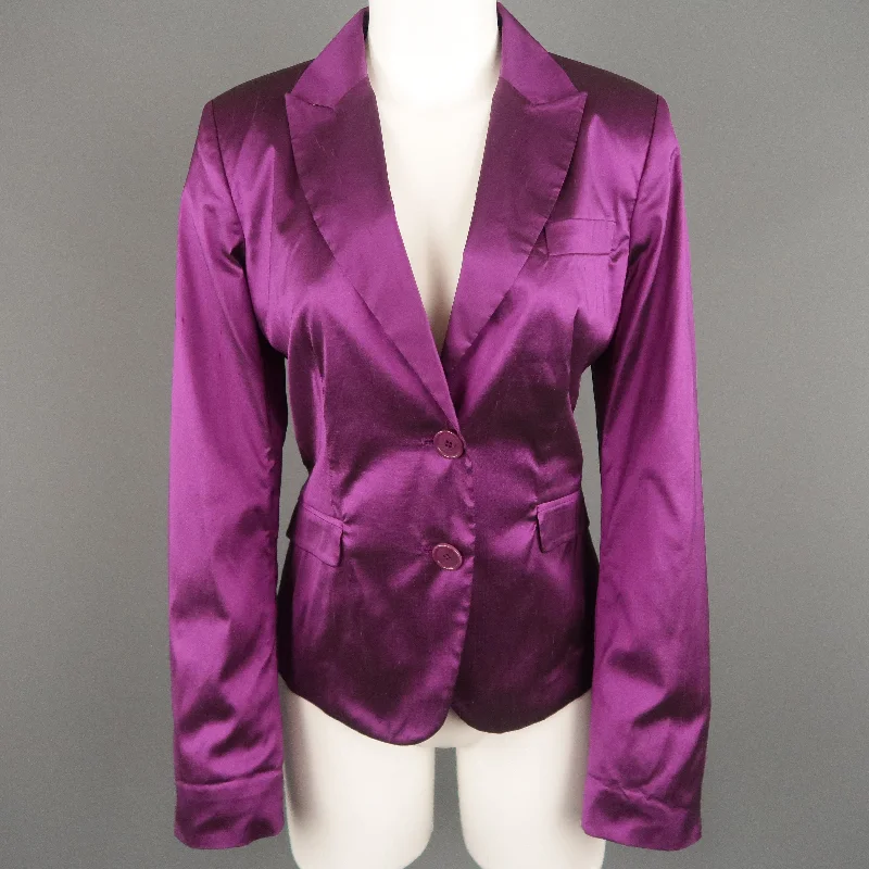 Major Savings ETRO Size 10 Purple Silk Blend Textured Shantung Taffeta Blazer