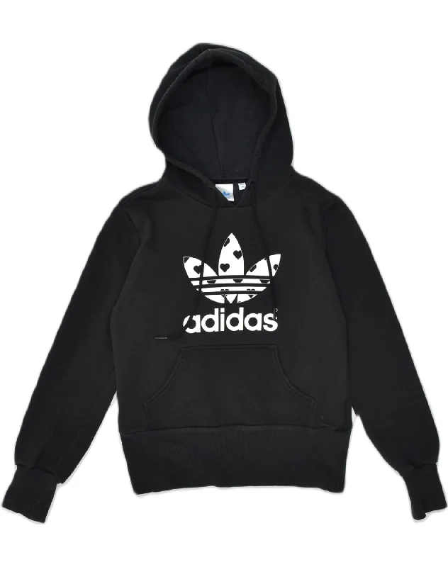 Factory Direct Sale ADIDAS Womens Graphic Hoodie Jumper EU 38 Medium Black Cotton
