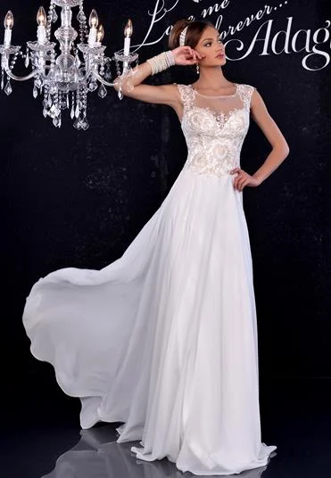 Quick Sale Adagio Bridal 9143 Size 10 Sheer Lace Wedding Dress Chiffon Bridal Gown Quick Sale Adagio Bridal 9143 Size 10 Sheer Lace Wedding Dress Chiffon Bridal Gown
