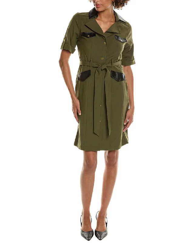 Clearance Event Sharagano Lepore Stretch Sharkskin Shirtdress