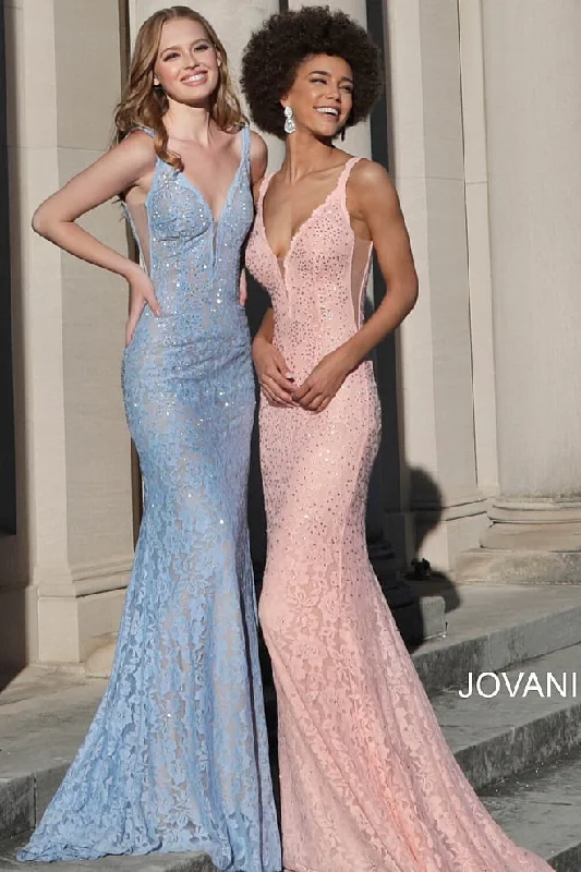 Sneak Peek Sale Jovani 48994 Size 10 Peach embellished stretch lace prom dress pageant gown Sneak Peek Sale Jovani 48994 Size 10 Peach embellished stretch lace prom dress pageant gown