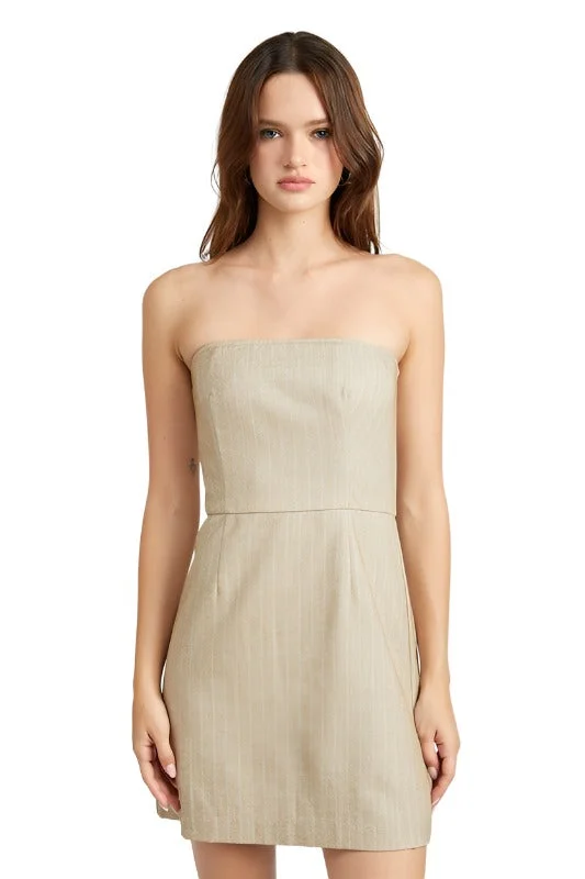 Super Deal PINSTRIPE TUBE MINI DRESS