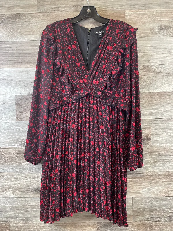 Huge Discounts Dress Casual Midi By Express In Black & Red, Size: Petite   S