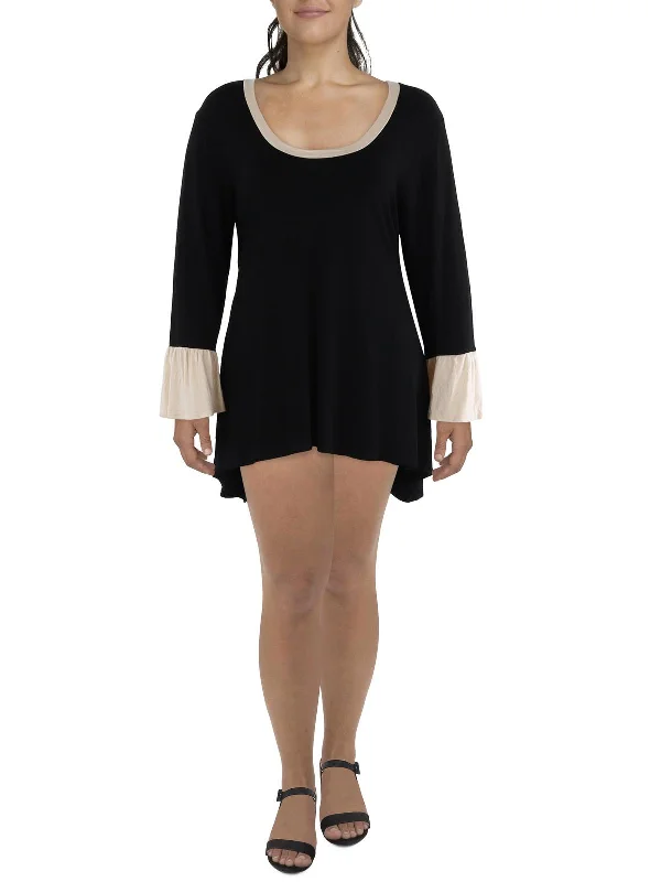 Seasonal Sale Plus Womens Scoop Neck Midi Shift Dress