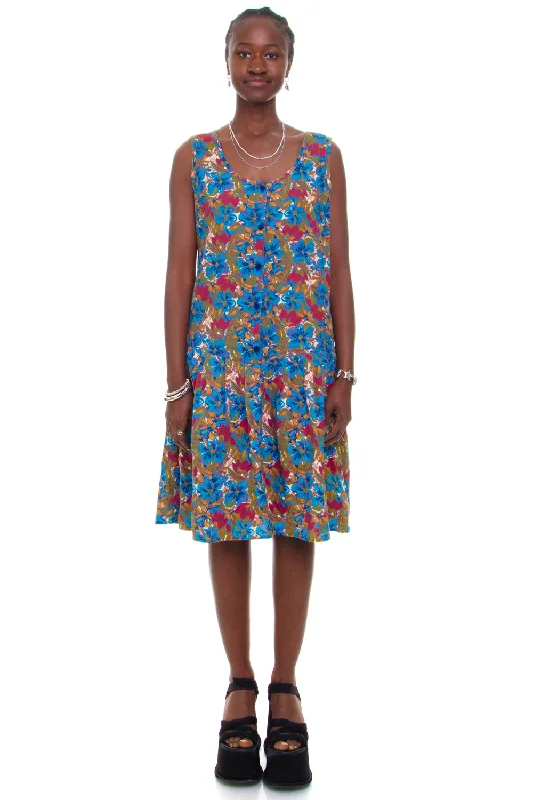 Anniversary Sale Vintage 90's Tank Floral Button Up Dress - OSFM