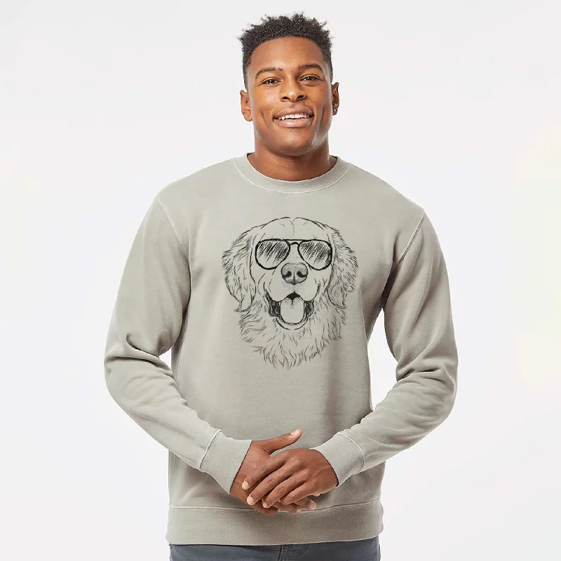 One-DAY Sale Aviator Sam the Golden Retriever - Unisex Pigment Dyed Crew Sweatshirt