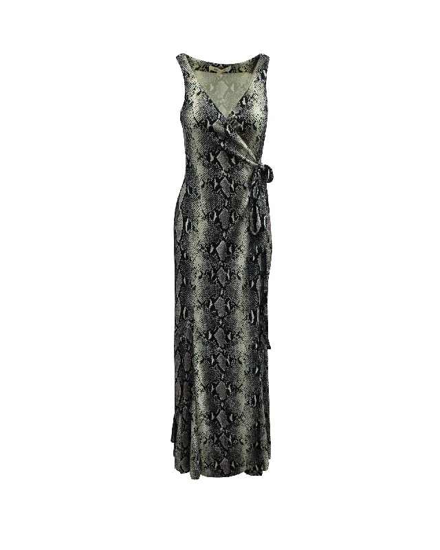 Price Drop Diane Von Furstenberg Elisha Python Print Wrap Dress in Multicolor Silk