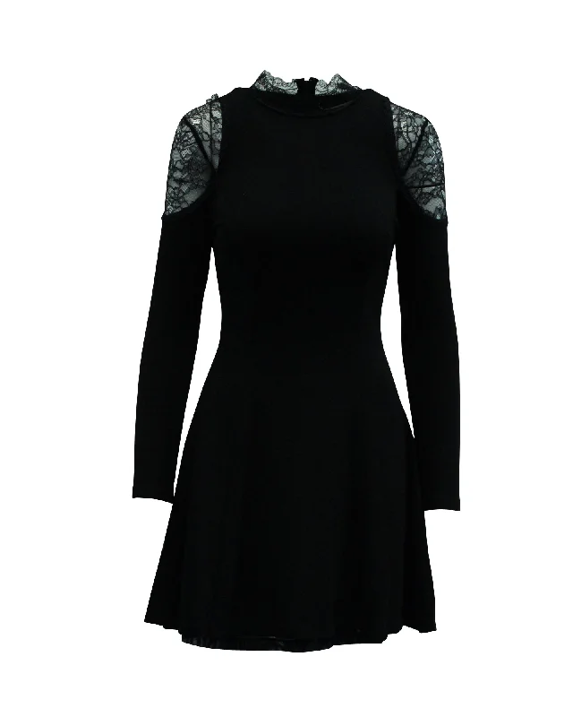 Customer Appreciation Sale Alice + Olivia Lace Collar Short Dress in Black Viscose