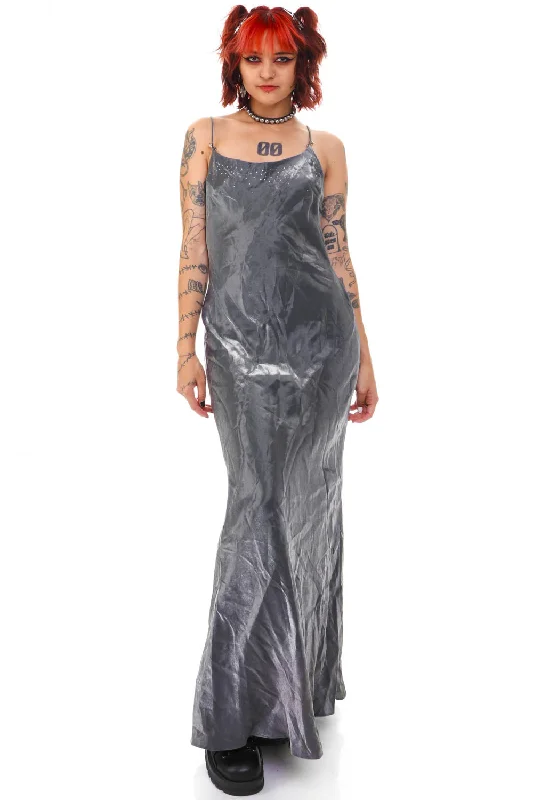 TIME-Limited Offer Vintage 90's Silver Decorated Gown - S/M