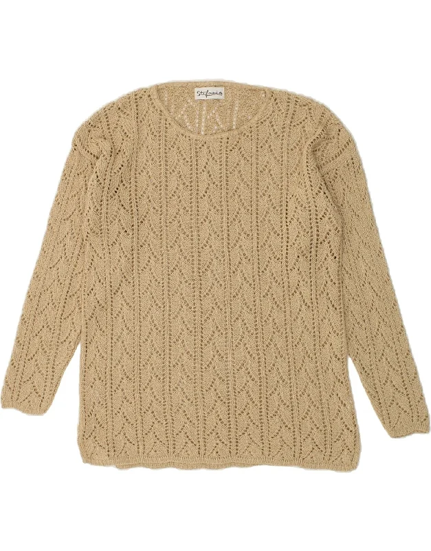 Exclusive Preview STEFANIA Womens See Through Crew Neck Jumper Sweater UK 16 Large Brown Exclusive Preview STEFANIA Womens See Through Crew Neck Jumper Sweater UK 16 Large Brown