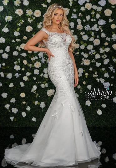 The Best Prices Adagio Bridal W9341 Size 10 off the shoulder mermaid lace wedding gown bridal dress